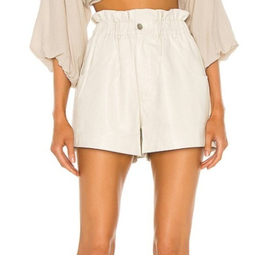Astr Petunia‎ Faux Leather Shorts in Sand Size M